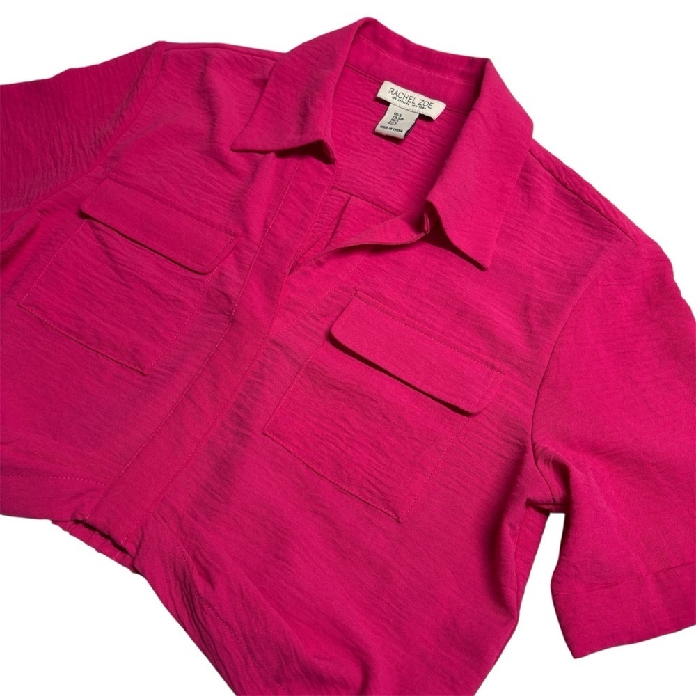 RACHEL ZOE Hot Pink Cropped Blouse Top | Small - Picture 4 of 8